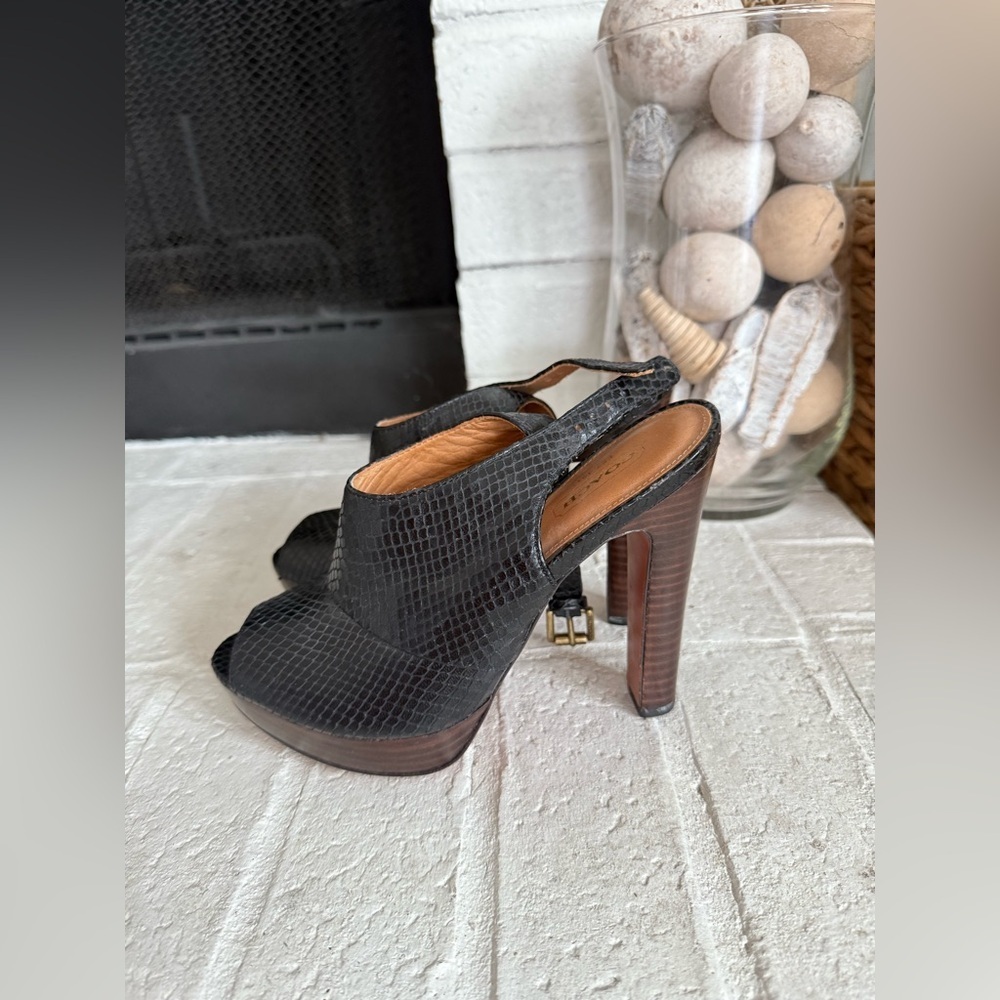 Coach Brina Black Snake Print Slingback platform Pump Sz 6.5